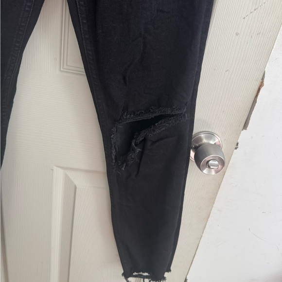 RE/DONE Jeans Womens Originals High Rise Loose Washed Black Rips Button Fly 27 - Picture 5 of 16